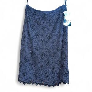 Classic Creations Deadstock Black Beaded Lace Overlay Skirt PM